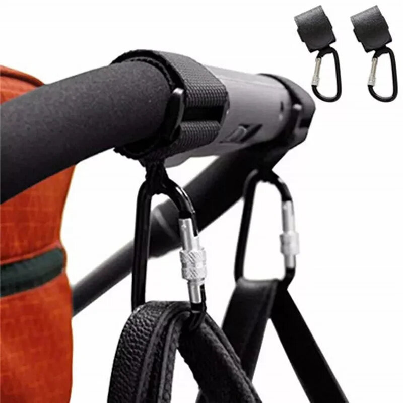 Multi Purpose Hanging Hooks para Baby Stroller, rotação de 360 graus, saco de fraldas ao ar livre, Clip Hanger, acessórios, 2pcs por pacote