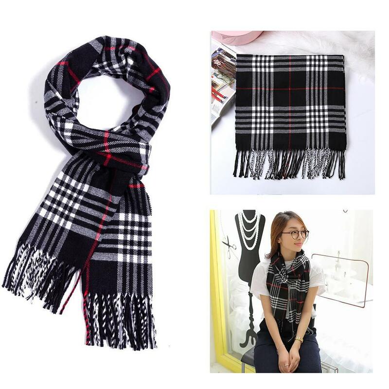 Зимняя теплая шаль в британском стиле, шарф, роскошная женская и мужская теплая длинная шаль из пашмины с кисточками, одеяло, аксессуары, подарок для друга