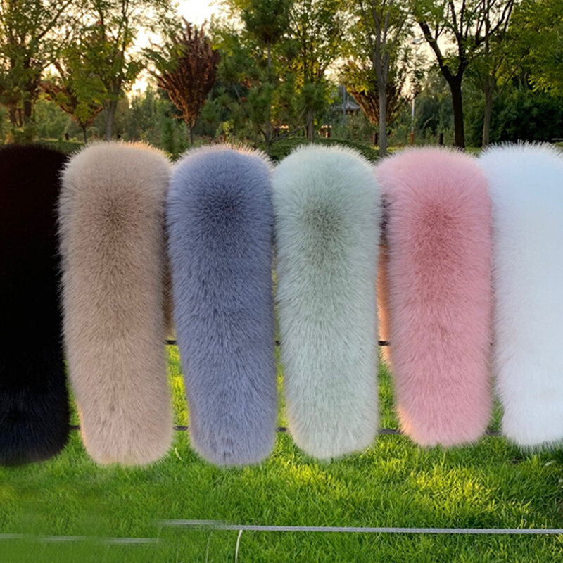 Inverno Faux pelliccia di volpe collo scialle cappotto cappuccio collo finto sciarpe imitazione collari in Cashmere per le donne piumino di alta qualità