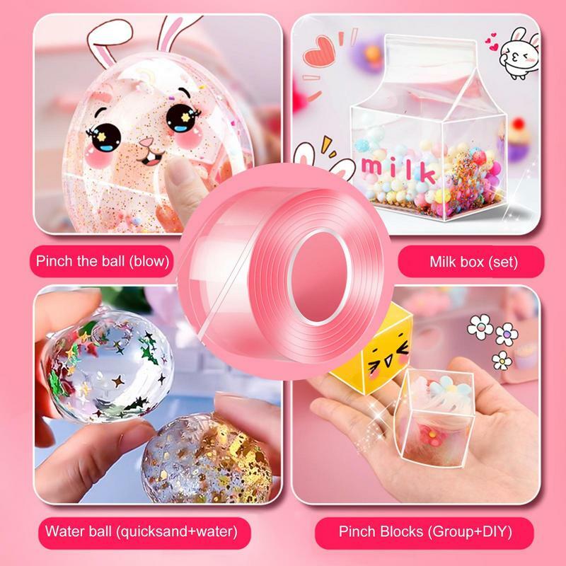 Multipurpose Nano Tape For DIY Craft Children Pinch Toy Making Blowing Bubble Sticky Traceless Nano Tape Clear Double-side Tape