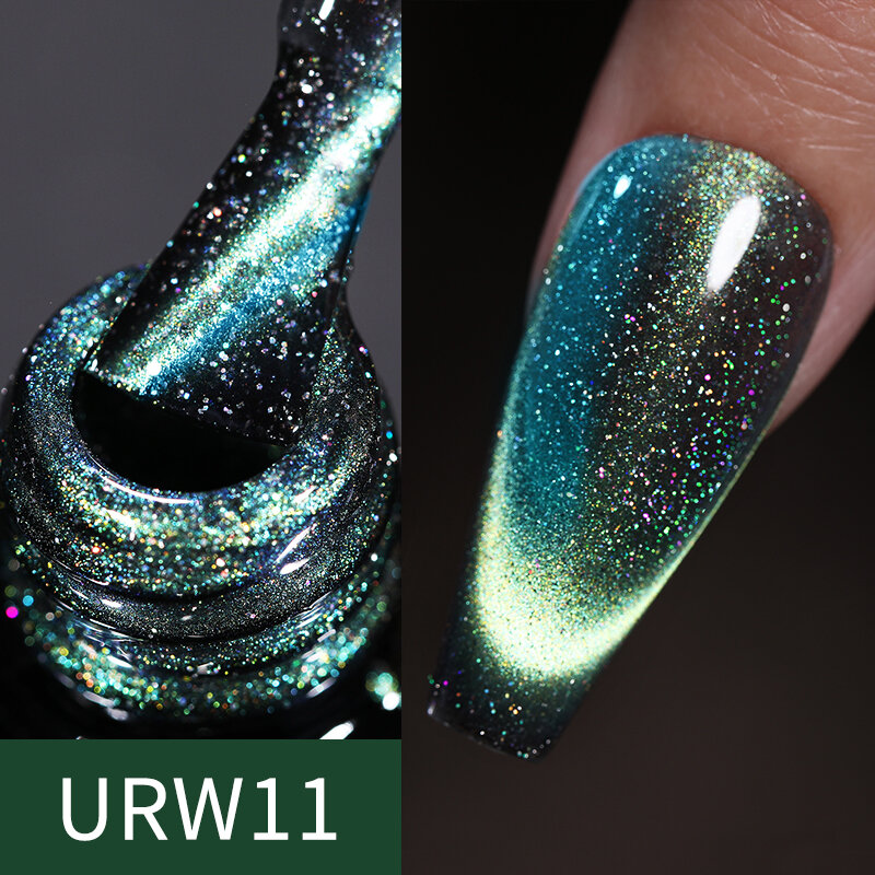 UR น้ำตาล7Ml Magnetic Gel เล็บกึ่งถาวรแบบไดนามิก Glitter สะท้อนแสงเล็บเจล Soak Off UV Gel เล็บเคลือบเงา
