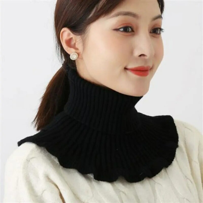 Bufanda de cuello falso de punto para mujer, calentador de cuello alto, desmontable, cálido, a prueba de viento, otoño e invierno, nueva moda