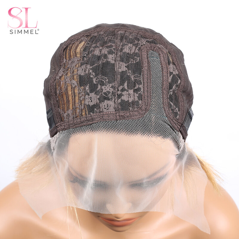 Прямой парик вырез Фея выделитель цветные T кружева человеческие волосы парики для женщин прозрачный кружевной парик Prepluck бразильские человеческие волосы