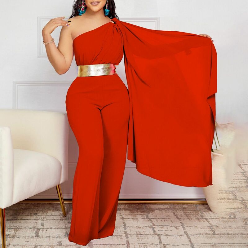 Best-Selling Recommended O-Neck Flare Long-Sleeved High Waist Jumpsuit Fashion Business Retro British Style Women's Jumpsuit