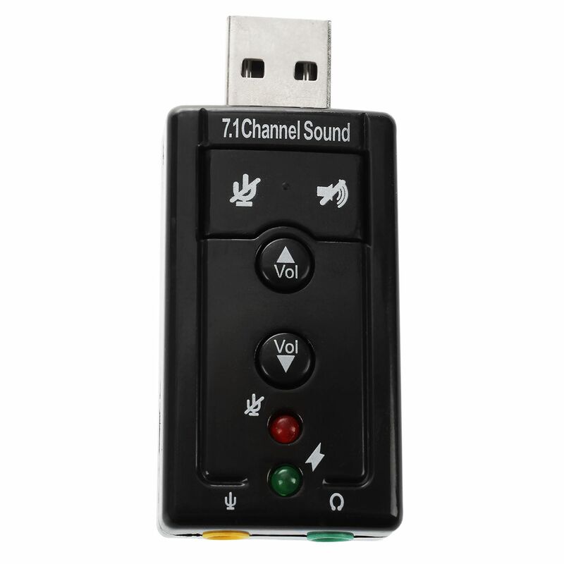 Placa de Som Externa USB, Adaptador Áudio, 7.1 Canais, Externo