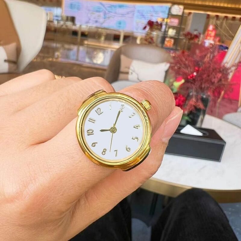 Nieuwe Mode Sieraden Klok Elastische Rekbare Ringen Ronde Kwarts Vingerringen Digitaal Horloge Ring Horloge