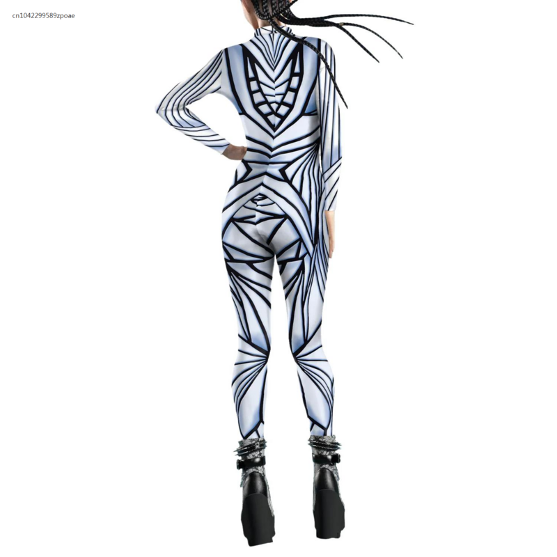 Macacões Crystal Damage Costume para mulher, impressão artística com espelho preto, bodysuit Zentai, roupa de cosplay para festa, 2022