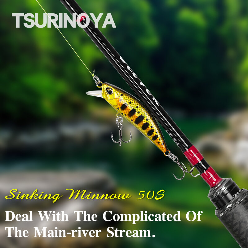 TSURINOYA-Mini señuelo duro que se hunde Minnow DW63 50S 50mm 5g, señuelo de pesca Artificial, Wobblers Crankbait, cebo para trucha