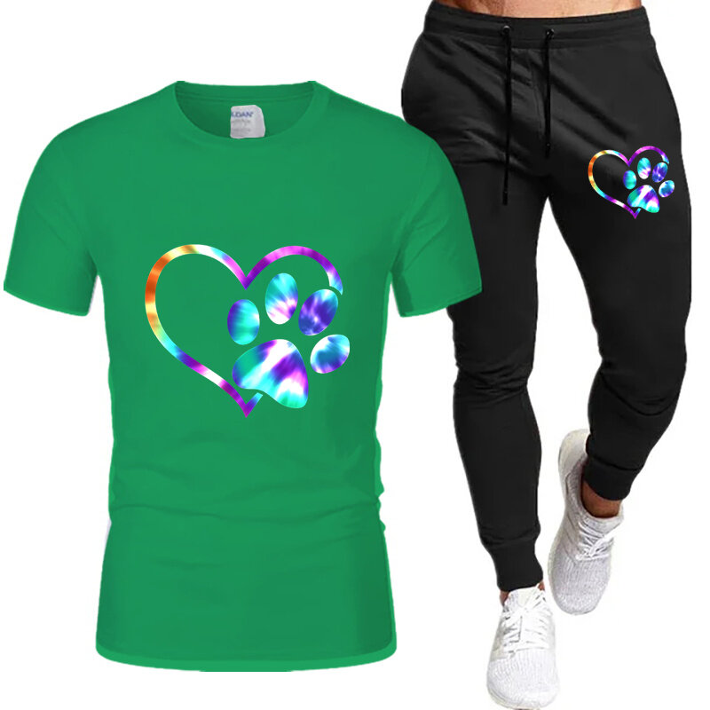 Мужская футболка, комплект из двух предметов, забавная одежда, летняя футболка, винтажные топы, Мужская футболка, галстук, рандомный принт, спортивные костюмы