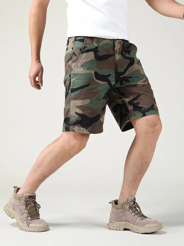 Брюки-карго камуфляжные для мужчин и женщин, прямые мягкие хлопковые брюки до колен, уличная одежда, повседневные армейские Пляжные штаны, лето