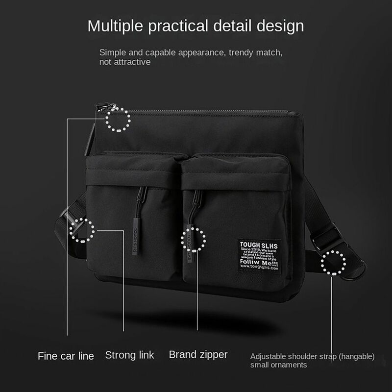 Nylon Men Crossbody Bags Lightweight All-match Multi-layers Messenger Bags Wear-resistant Waterproof Shoulder Bag Student