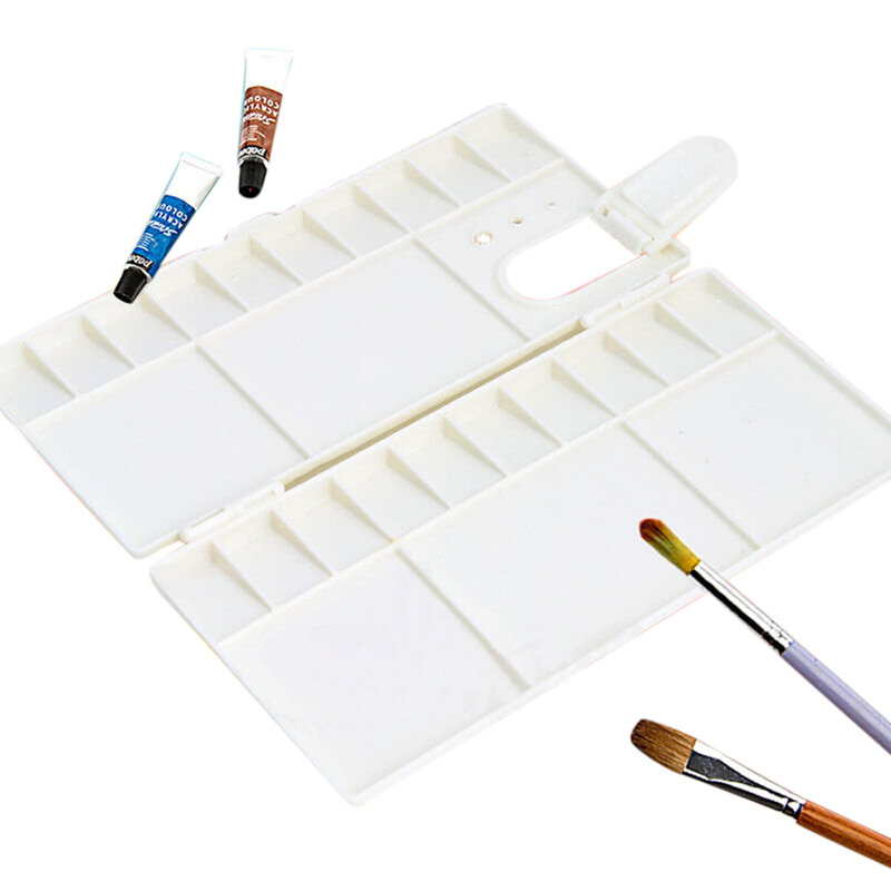 Arte pintura bandeja para artista, óleo aquarela, paleta de plástico, branco, 33 grades, tamanho L