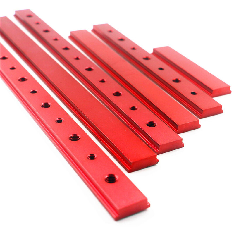 Deslizador de barra en T para bricolaje, herramienta de carpintería de inglete rojo, 23mm/0,9 pulgadas de ancho, aleación de aluminio duradera de alta calidad