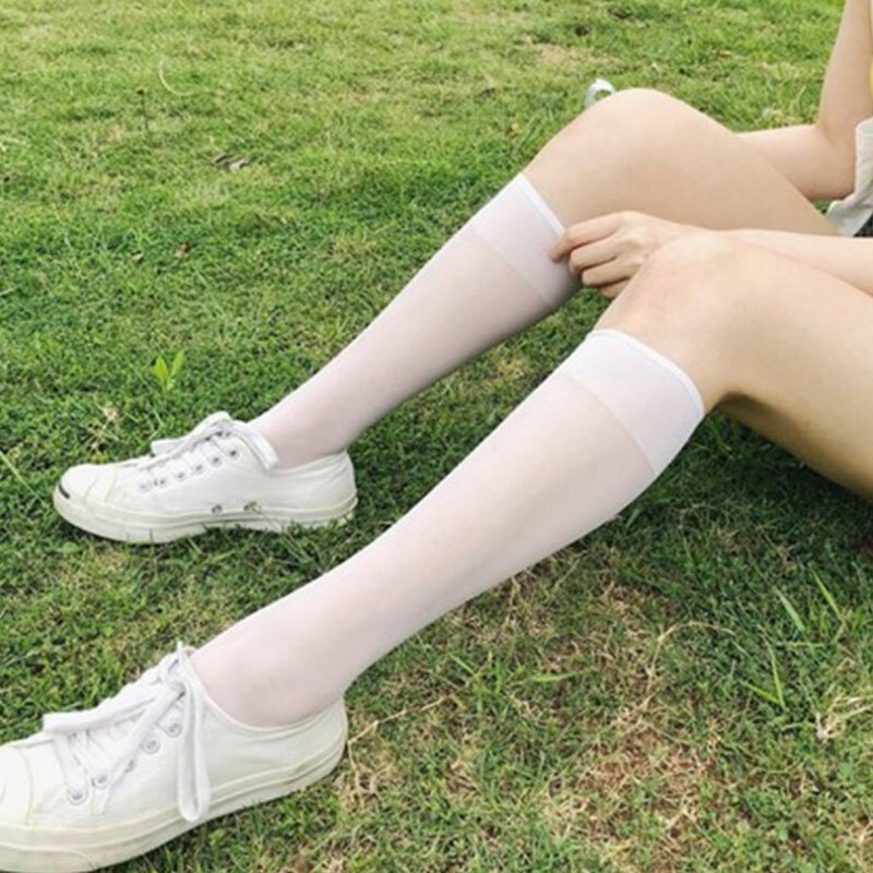 Kobiety seksowne wysokie pończochy dolne kolano Ultra cienkie nieprzezroczyste niewidzialne skarpetki uda ciepłe stroje studenckie długa skarpeta
