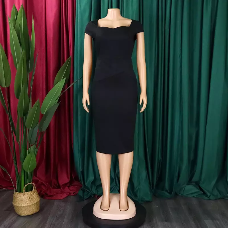 Gaun Midi wanita pensil Bodycon pinggang tinggi terbungkus 2023 gaun malam pesta seksi klub kerja mode wanita kantor musim panas