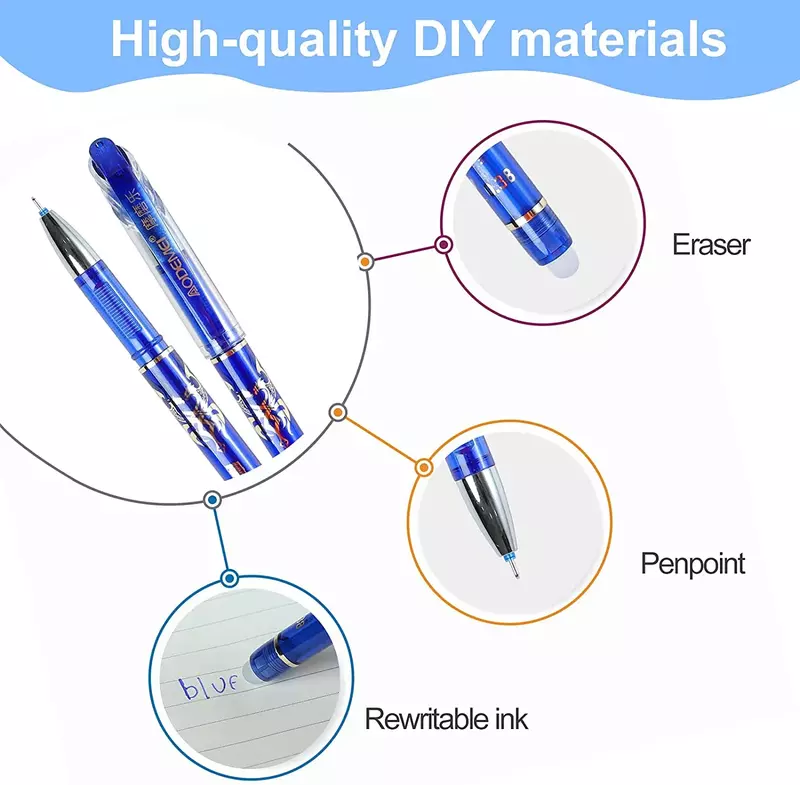 Black Blue Red Gel Pen For School Business Supplies Office Erasable Gel Pen Set 0.5mm Needle Tip Gel Ink Pens Refills Rods Write