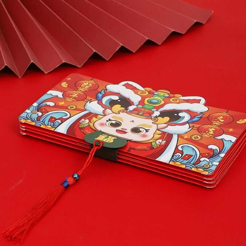 2024 китайский мультяшный 3D Складной красный конверт с изображением дракона, 2/6/8 слотов, красный Карманный счастливый кошелек, Весенний фестиваль, телефон hongbao