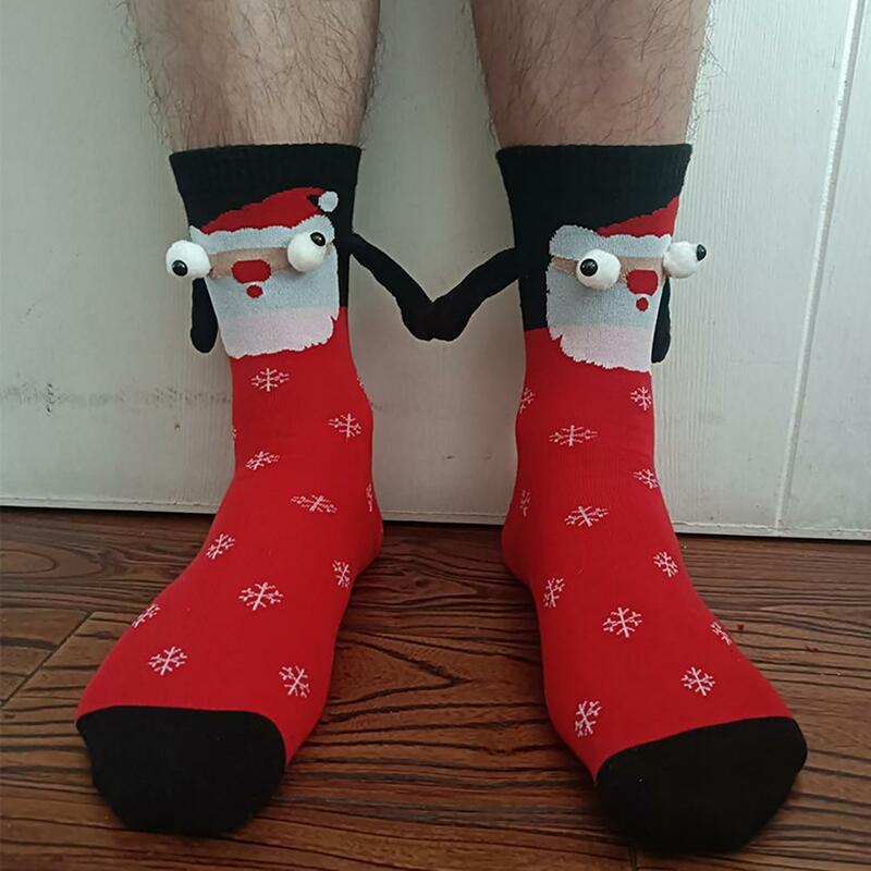 1 Pair Christmas Holding Socks Magnetic Suction Couple Socks Couple Holding Hands Funny Socks Mid-Tube Cute Socks Gifts