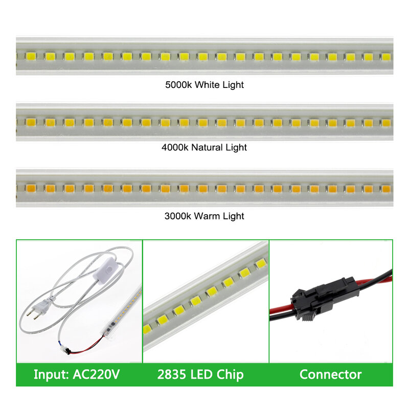 LED مصباح أنبوبي AC220V 50 سنتيمتر 72 المصابيح عالية السطوع ليلة بار 2835 قطاع لمبة موفرة للطاقة للمنزل مطبخ خزانة جدار ديكور