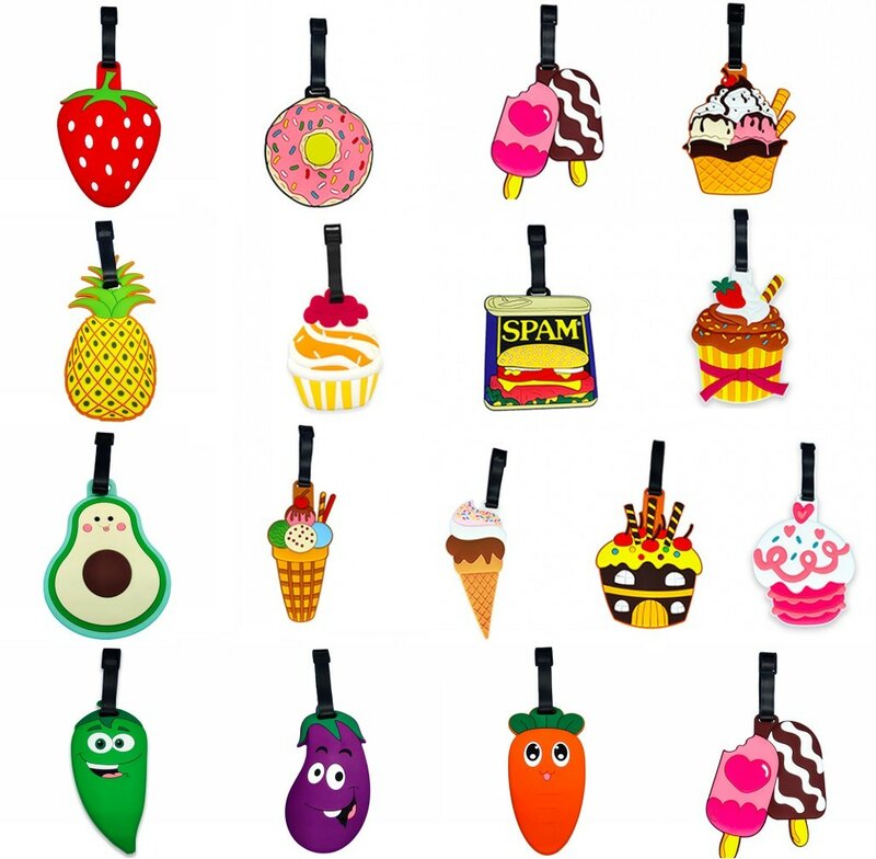 Creative Ice Cream Fruit Food Fruit PVC Luggage Tags for Bags Portable Luggage Tag Baggage Boarding Tag Label Travel Accessories