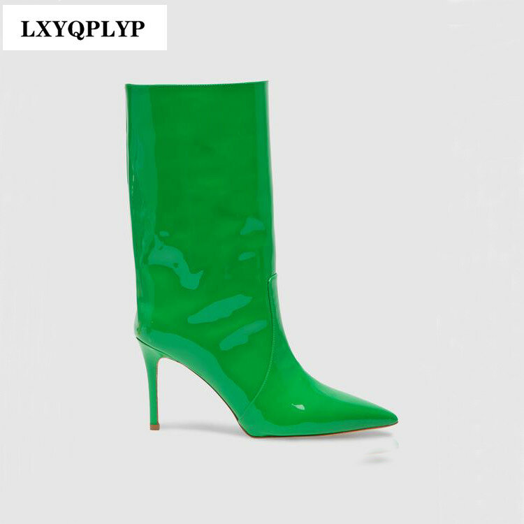 Новинка 2022, Модные ботильоны на высоком каблуке с острым носком в европейском и американском стиле, женские ботинки, демисезонные однотонные ботинки