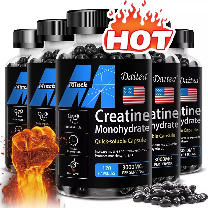 Моногидрат Daitea, Креатин, 3000 мг, для мышц, эффективная, удобная для Keto, пищевая добавка для взрослых