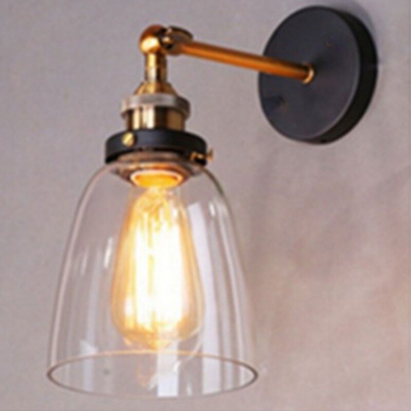 Скандинавская простая ретро-Лампа В индустриальном стиле для прикроватной тумбочки, коридора, лестницы, стеклянная настенная лампа для гостиной, светодиодная настенная лампа