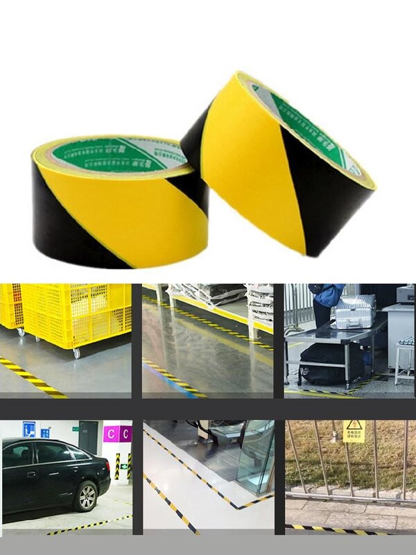 5cm giallo nero Twill corridoio porta fabbrica officina pavimento sicurezza avvertimento nastro autoadesivo