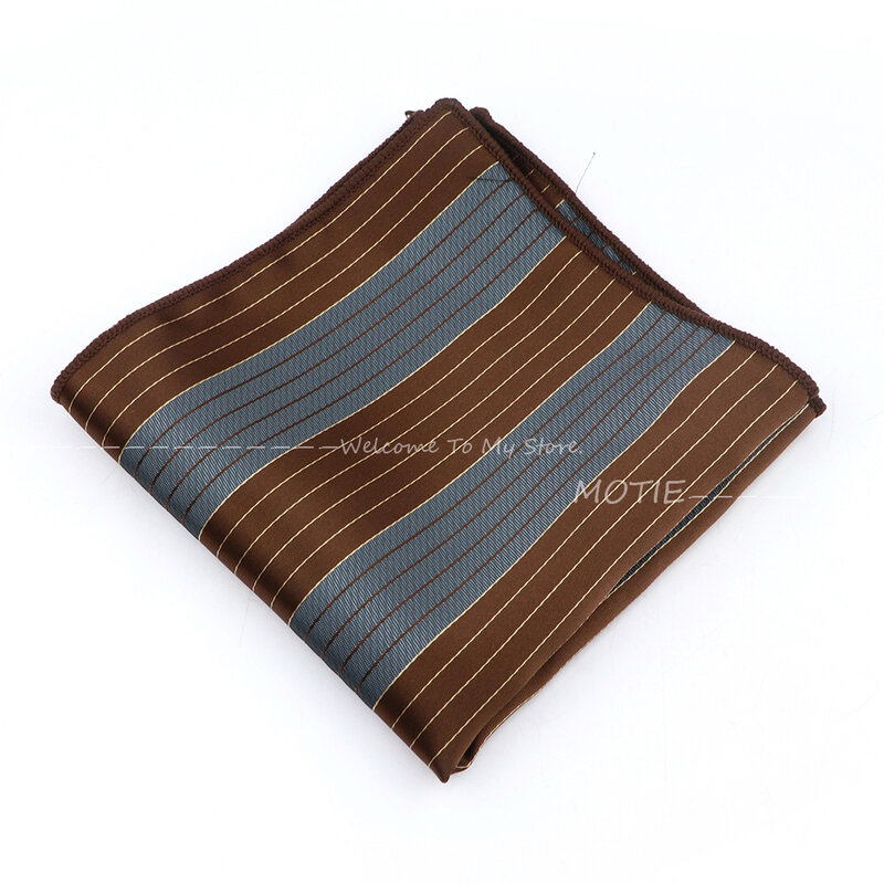 Polyester Paisley Handkerchief Brown Pocket Square Hanky For Men Wedding Party Daily Wear Shirt Suit Decoration Accessories Gift