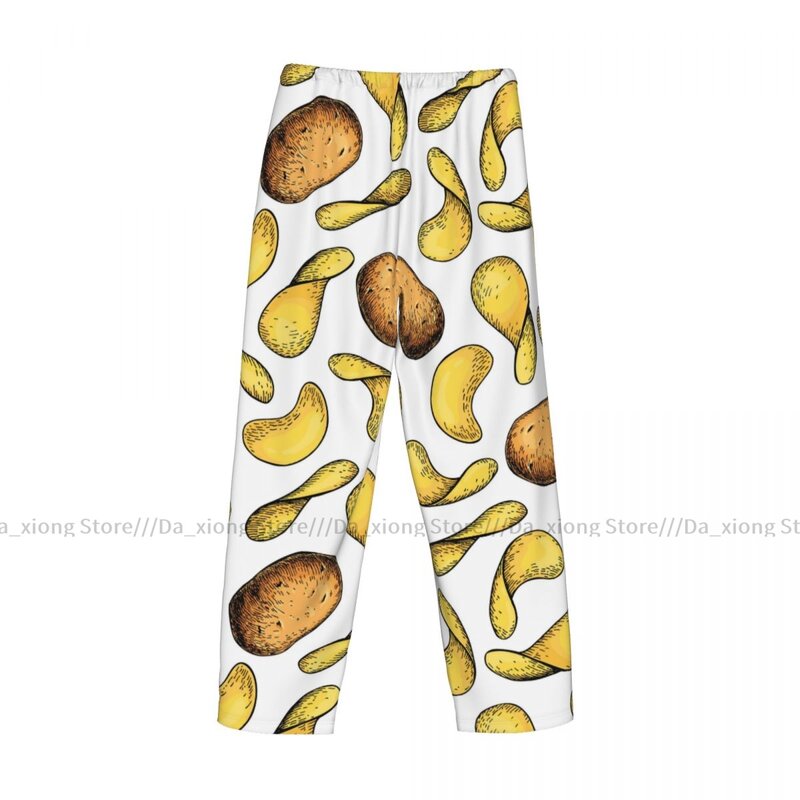 Пижама мужская повседневная, длинные штаны, свободный эластичный пояс, уютная одежда для сна с картофельными чипсами, домашние штаны для отдыха