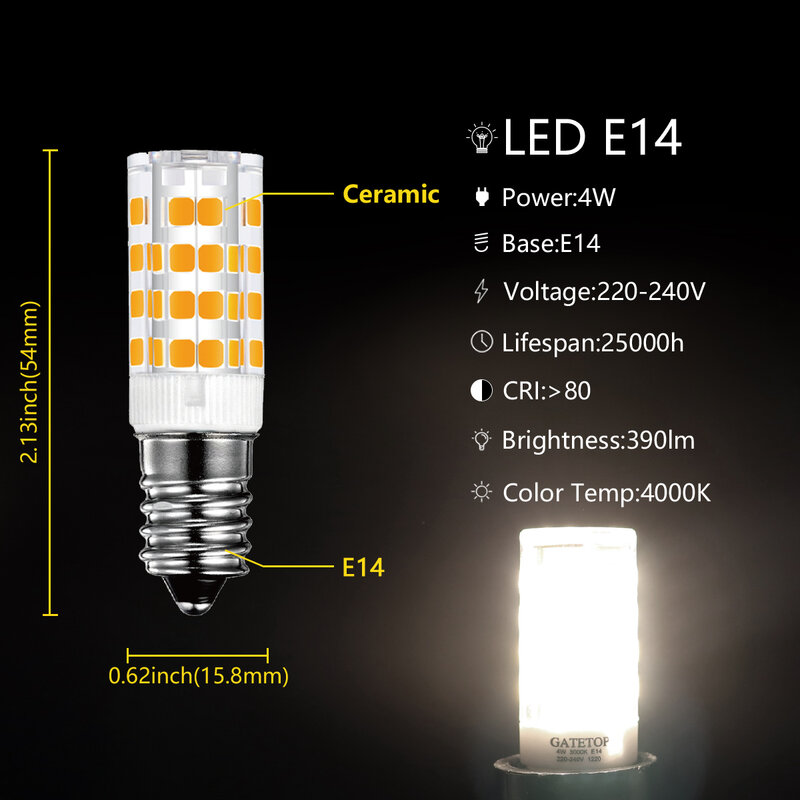 1-10P LED corn lamp mini  bulb 220V E14 super bright warm white 4W is suitable for crystal lamp living room and bedroom lighting