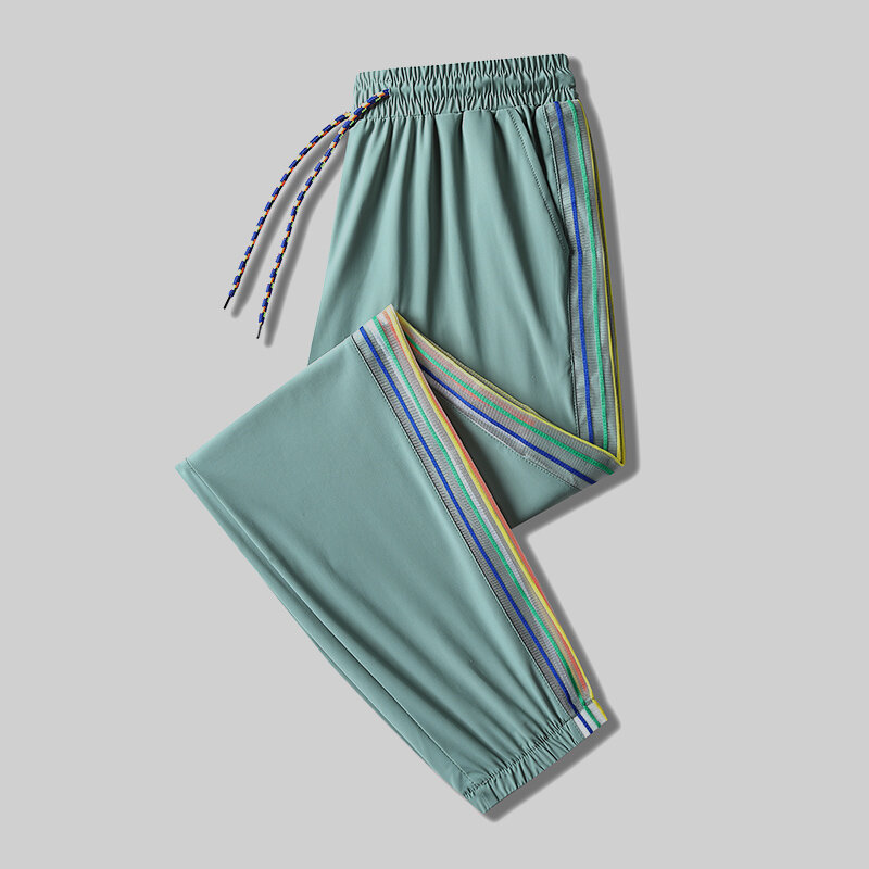 Pantalones largos rectos de pierna ancha para mujer, pantalón informal de punto suave, cintura elástica, primavera y verano, 2025