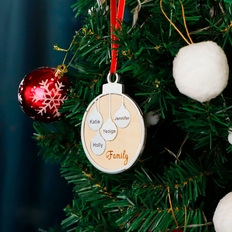 1 قطعة شجرة عيد الميلاد زينة مخصصة أسماء الأسرة قلادة شخصية أسماء عيد الميلاد هدية 80x100mm