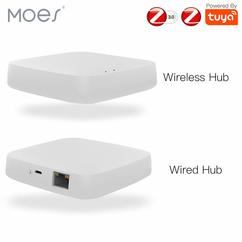 Moes-Hub de enlace inteligente Tuya ZigBee, puente de casa inteligente, aplicación de vida inteligente, control remoto inalámbrico, funciona con Alexa y Google Home
