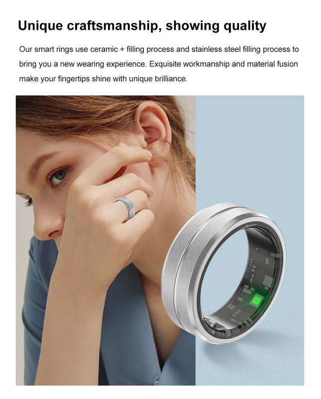 YooType 2024 New Smart Ring Blood Oxygen Heart Rate Blood Pressure Sleep Monitor Sport Intelligent Health Ring For Women & Men