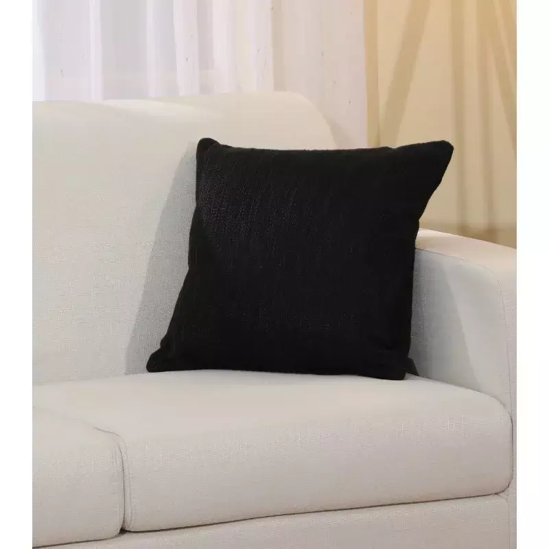 Ostoja solidna tekstura poliestrowa kwadratowa poduszka dekoracyjna, 18 "x 18", czarna