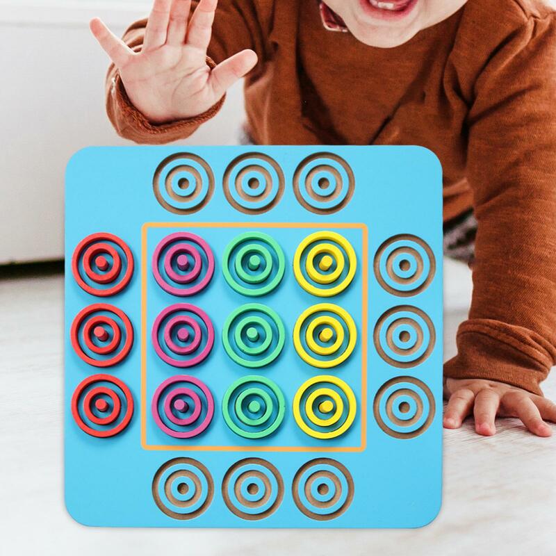 Mainan Puzzle catur cincin anak-anak, mainan pendidikan pesta permainan keluarga portabel