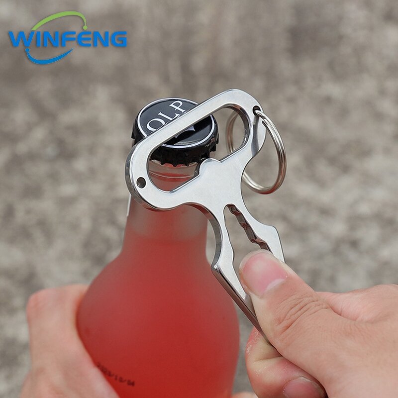 Porte-clés d'auto-défense multifonction avec ouvre-bouteille, étanche, Portable, outil EDC personnel, clé à molette, tournevis