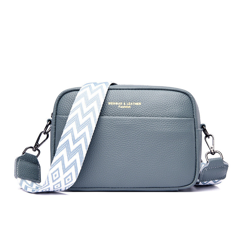 Tas bahu kulit gaya sederhana untuk wanita, tas selempang dompet tas Messenger