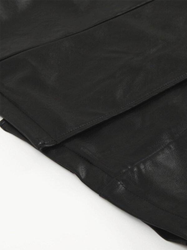 2024 Lente Herfst Extra Lange Zwarte Faux Lederen Trenchcoat Voor Vrouwen Dubbele Rij Knopen Luxe Elegante Britse Mode