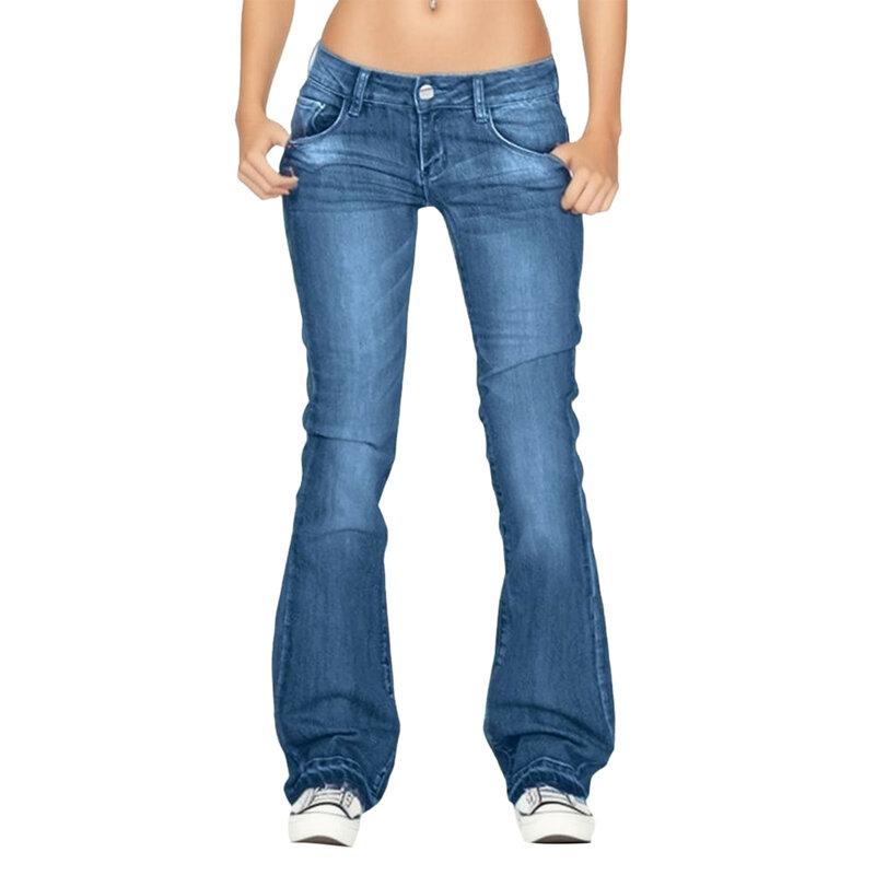 Jean Cargo Broek Voor Vrouwen Stretch Taille Jeans Vrouwen Jeans Flare Mid Jeans Bell Slanke Lengte Broek Dames Denizen Jean Vrouwen