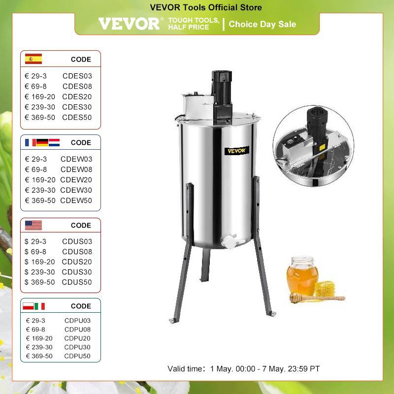 VEVOR-Extrator elétrico manual do mel, Spinner do favo de mel do aço inoxidável, Centrífuga do mel, Equipamento da apicultura, Manivela, 2, 3, 4 Frame
