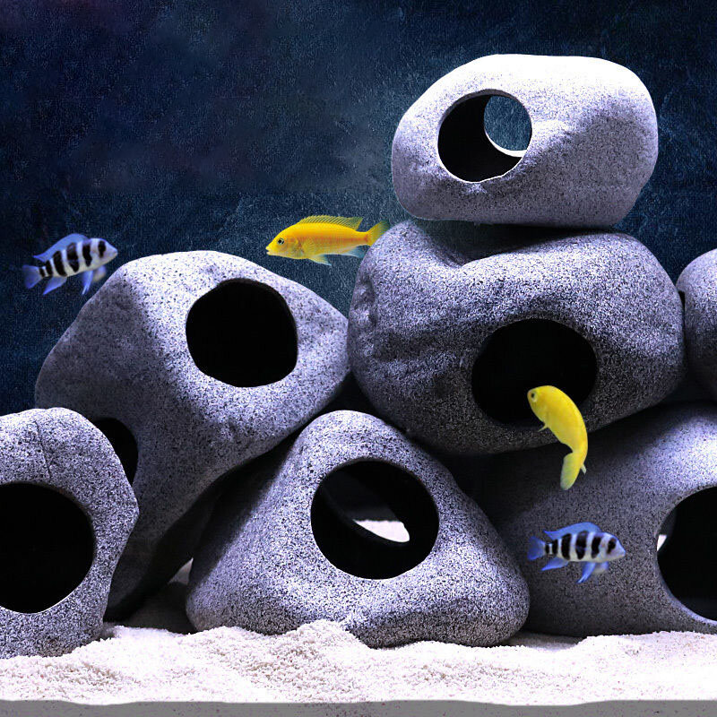 Keramik Tangki Ikan Batu Gua Dekorasi Lansekap Ornamen Pot Tanah Liat Penampungan Udang Tangki Pemuliaan Aksesori Akuarium