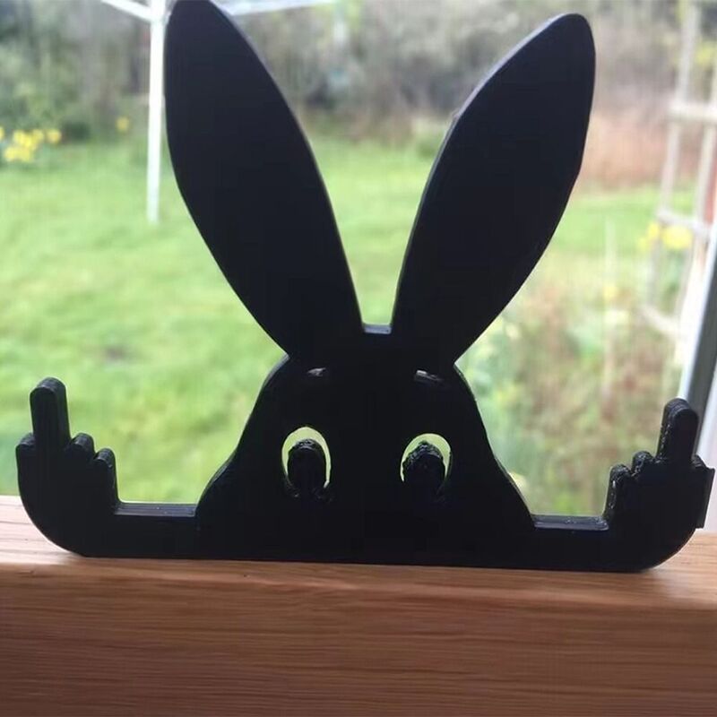 Decoración de mesa de gato negro para ventana de habitación, adorno de conejo negro para Pascua, suministro para el hogar