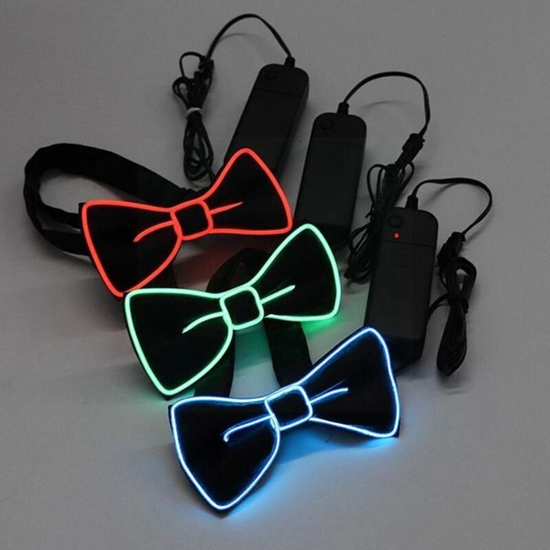 Music Festival Costume Light Up Glow In The Dark Tie Suspenders Set LED Suspenders Clips Luminous Bow Tie Hanging Pants Clip