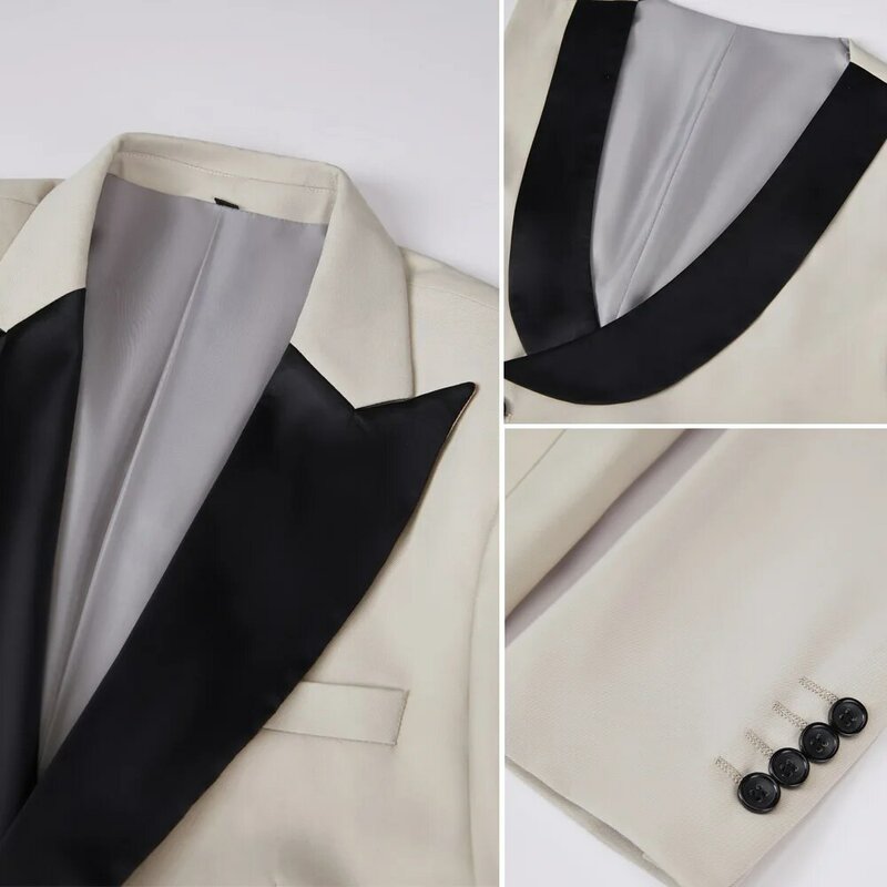 Gorąca sprzedaż klapa zamknięta jednorzędowa ślubna odzież dla pana młodego kurtka kamizelka spodnie Smart Business Casual męskie garnitury