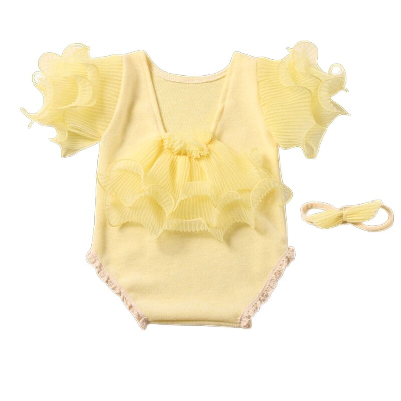 Accessoires photographie pour nourrissons, barboteuse triangulaire, couvre-chef à nœud costume Photo pour bébé,