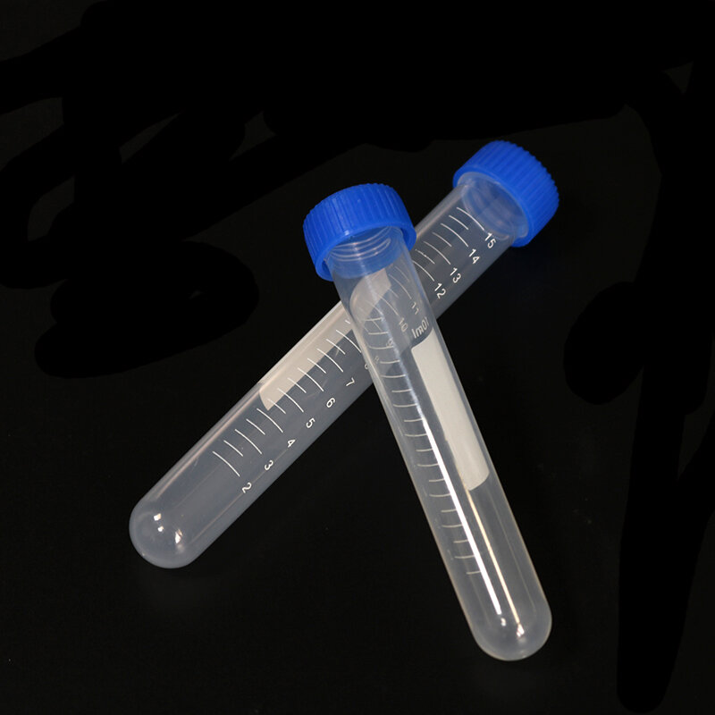 Parafuso de amostra de laboratório plástico, Fundo redondo, Tubo de ensaio com tampa de rosca, Tubo Centrífuga, 50ml, 15ml, 10 Pcs