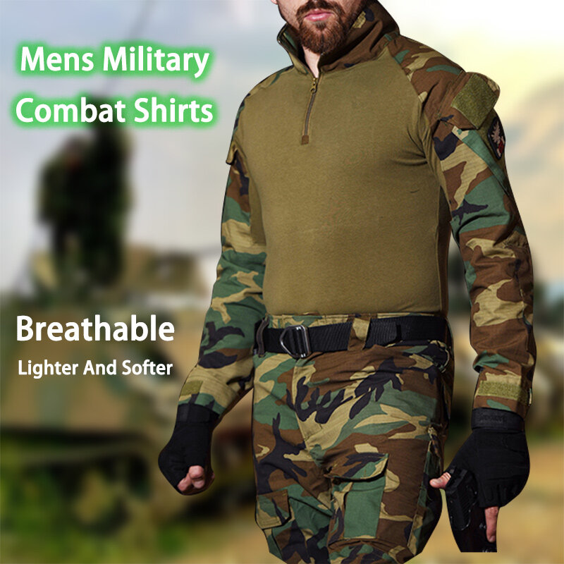 Mężczyźni taktyczna koszula w kamuflaż wojskowy Multicam US Army Combat z długim rękawem Camo piesze wycieczki ryby Militar jednolite Airsoft kulturystyka