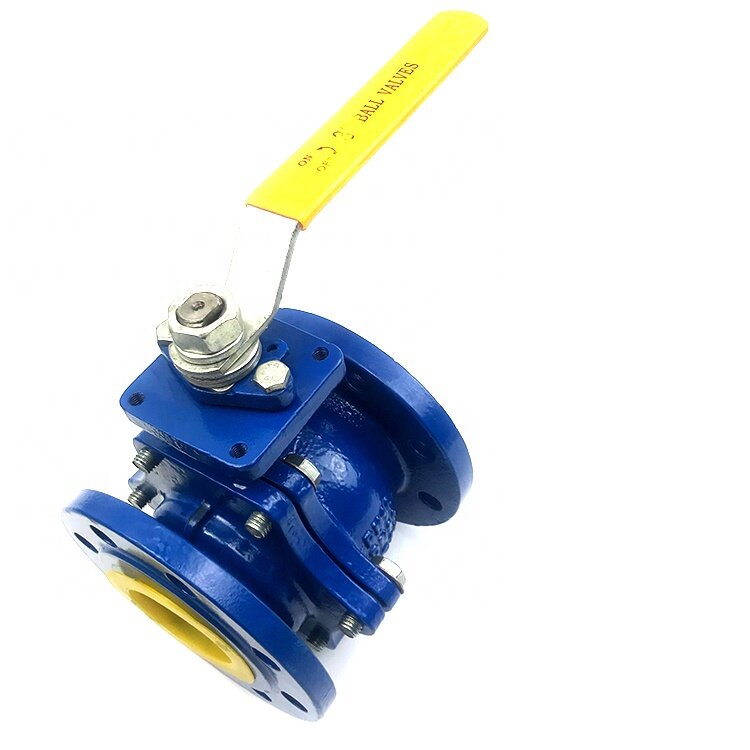 JIS10K válvula de bola Manual de hierro fundido de 4 pulgadas, tipo con bridas, pintada en azul
